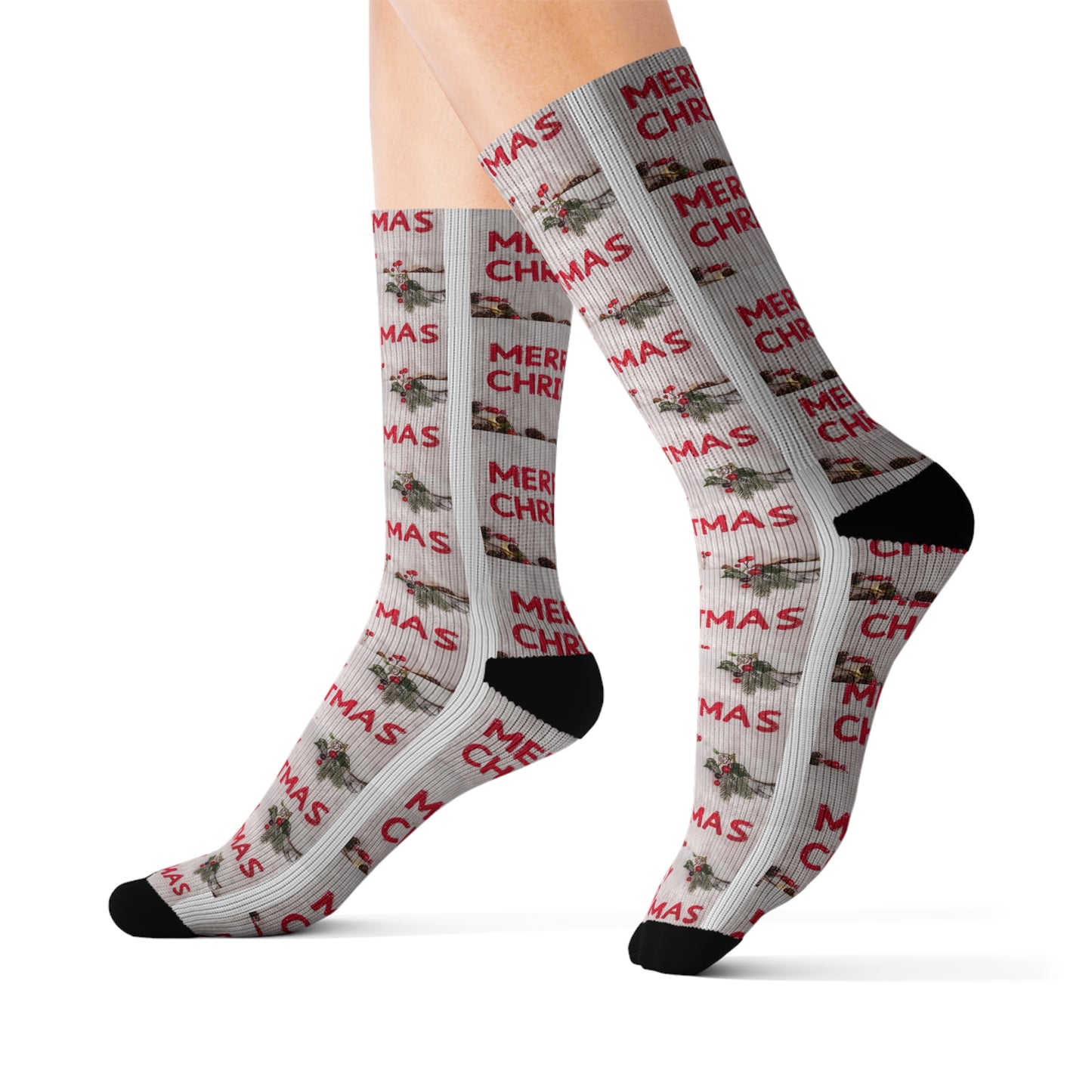 Christmas Sublimation Socks, Holiday Stockings, Festive Footwear, Xmas Gifts, Winter Accessories, Unique Printed Socks